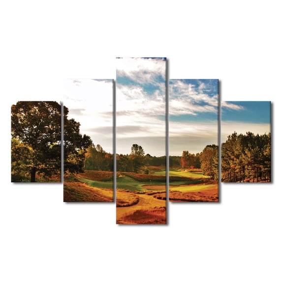 TISHIRON 5PCS Framed Canvas Wall Art Set,60"x40" North Carolina Golf Course Canvas Art Decor