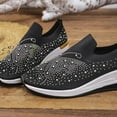 thumbnail image 5 of Dakaela Women's Mesh Slip on Wedge Walking Shoes Rhinestone Glitter Ballroom Jazz Latin Dance Fashion Sock Sneakers Black 10, 5 of 9