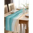 thumbnail image 2 of Blue Beige Water Ripple Table Runner-36 Inch Long Gradient Ocean Wave Abstract Stripe Table Runners Linen Burlap Tablerunner for Kitchen Dining Room Holiday Party, 2 of 9