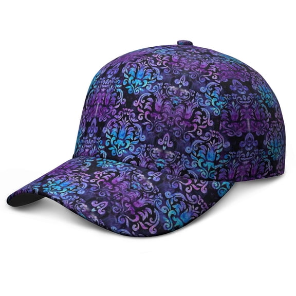 Bright Floral Print Adjustable Hat – Boho Dad Hat with Tropical Flower and Hummingbird Illustration, Washed Snapback Cap