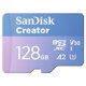thumbnail image 1 of Tarjeta microSD SanDisk Creator 128GB UHS-I con adaptador SD 190MB, 1 of 7