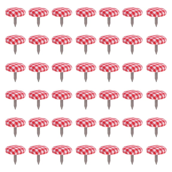Mersess 50pcs Round Brads Plaid Cloth Wrapped Metal Brad Fasteners Pastel for Paper Craft DIY Stamping Scrapbooking Home Wall Decor Red