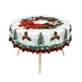 thumbnail image 3 of Duangreer Christmas Round Tablecloth, Flower Garland Xmas Tree Print, Waterproof Wrinkle Resistant, 70''Round, 3 of 6