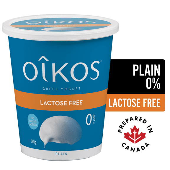 Oikos Yogourt Grec sans lactose, sans gras, Nature, 0% M.G., sans sucre ajouté