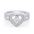 thumbnail image 3 of Round Cut Natural White Diamond Heart Engagement Promise Ring In 14K White Gold Plated 925 Sterling Silver (Color: I-J, Clarity: I2-I3, 0.03 Cttw) -4, 3 of 9