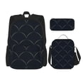 thumbnail image 1 of Easygdp Black Fish scales Mochila para Niños y Niñas con Set de Caja de Almuerzo y Estuche para Lápices 3 en 1, Mochila Escolar Estampada para Adolescentes, 1 of 7