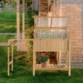 thumbnail image 5 of Mcombo Cold Frame Greenhouse with Foldable Potting Table, Raised Garden Bed Planter Box with Legs and Wooden Greenhouse with Shelf for Vegetables, Herb and Flowers Use, 0399, 5 of 7