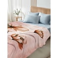 thumbnail image 4 of Twin Size Flat Sheet Only, Light Orange Spring Floral Soft Brushed Microfiber Bed Sheets, Ombre Modern Art Vintage Hotel Quality Breathable Bedding Top Sheet, Easy Care, 66"x96", 4 of 9
