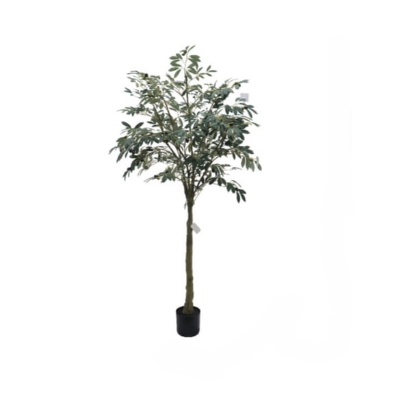 Silvanest Faux Olive Tree 6 ft, Olive Trees Artificial Indoor with Natural Wood Trunk and Realistic Leaves and Fruits. 6 Feet Fake Olive Tree for Home House Office Décor.