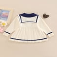 thumbnail image 2 of Baby Pleated Sweater Dress Contrast Color Long Sleeves One-piece, 2 of 6