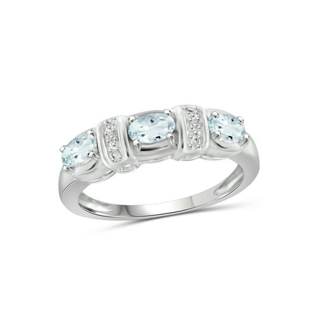 JewelersClub 0.66 Carat Aquamarine Gemstone and Accent White Diamond Ring