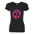 thumbnail image 2 of Wild Bobby Pink Cheetah Print Breast Cancer Carnation Flower Breast Cancer Awareness Women Slim Fit Junior Tee, Black, XX-Large, 2 of 6
