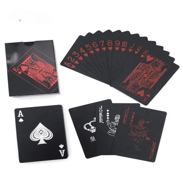 Durable and Wear-Resistant Black Plastic Playing Cards, Waterproof PVC Cards for Home Parties,2Pcs