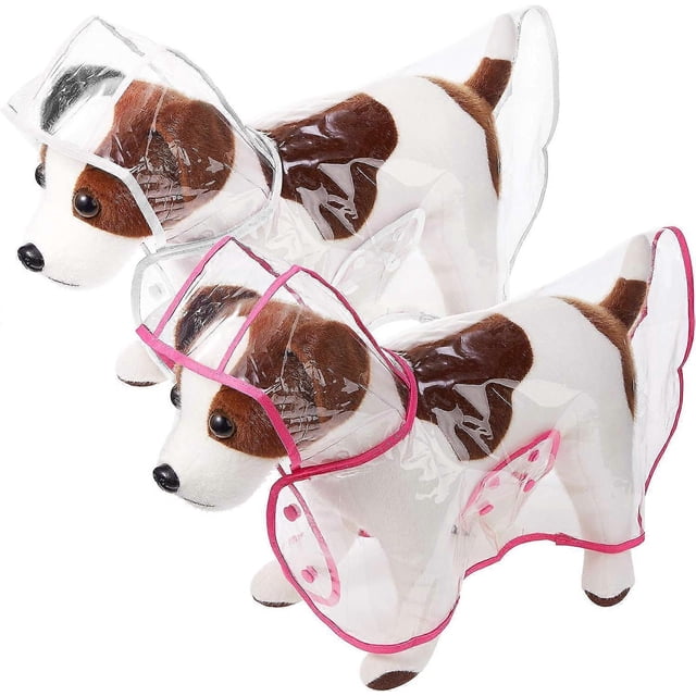 2 Pieces Pet Dog Raincoat Raincoat Pet Clothes Plastic Hooded Rain Jacket Puppy Rain Poncho Rainwear for Small Medium Dog (Pink, White, M)