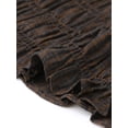 thumbnail image 6 of DARING DIVA Women's Smocked Plaid Short Sleeve Crew Neck Ruffle Tops Shirt L Deep Brown, 6 of 6