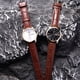 thumbnail image 4 of Reloj De Cuarzo Hombre Lige LG8970 Pulsera De Cuero Correa Marrón Bisel Dorado Fondo Blanco Quartz 3 ATM 22mm Anchura Wristwatch, 4 of 8