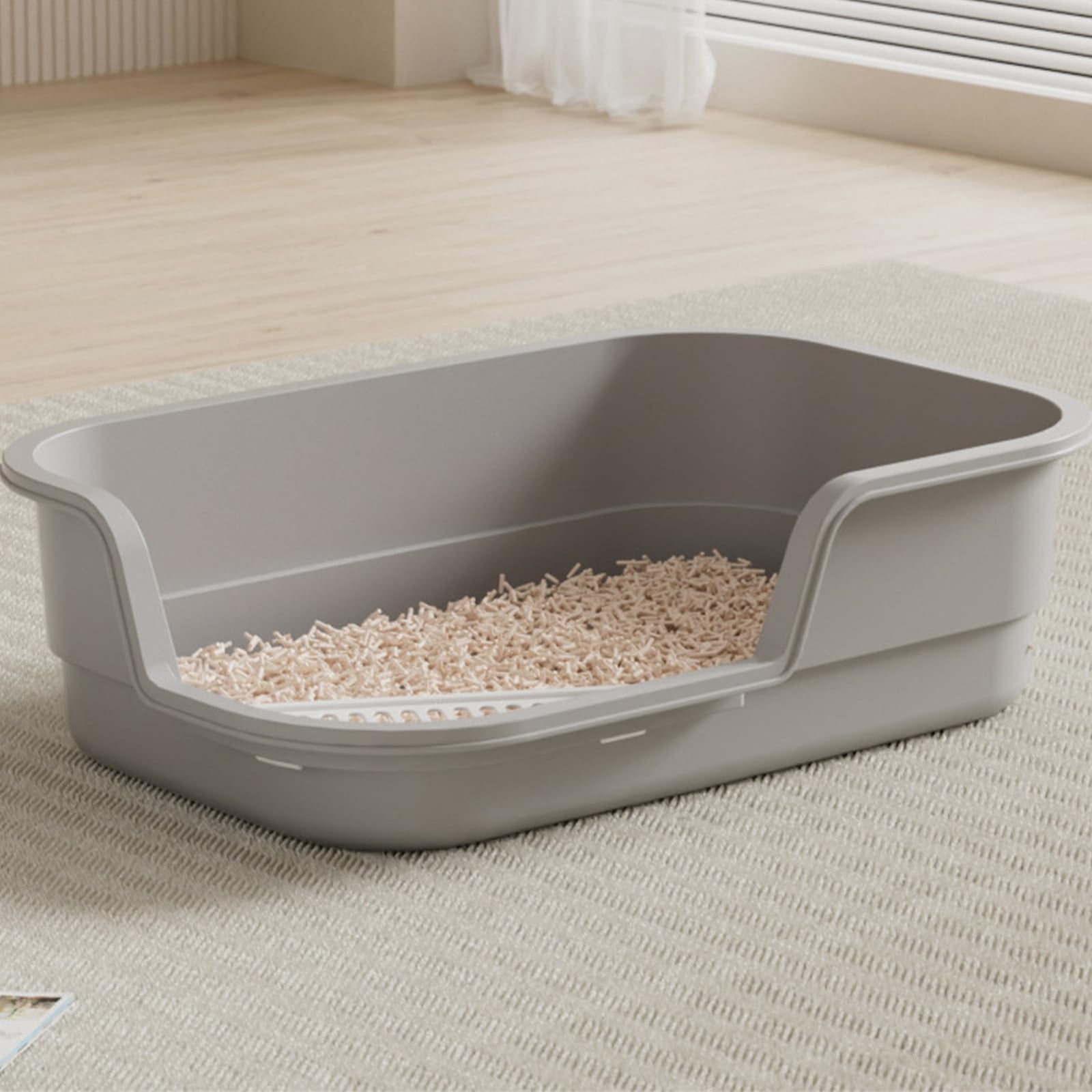 Extra Large Semi Enclosed Cat Litter Box High Sides Low Entry Open Top Kitty Toilet Splash Control for Senior Cats Kittens Multi Cat Home Apartment Senior Cats Multi Cat Clean Home Litter Control