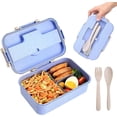 thumbnail image 1 of 4 FT White Caja Bento para Adultos/niños - Fiambrera Bento De 1200 Ml con 3 Compartimentos, Fiambrera De Paja De Trigo Ecológica Recipiente para Almuerzo A Prueba De Fugas con Cu, 1 of 5