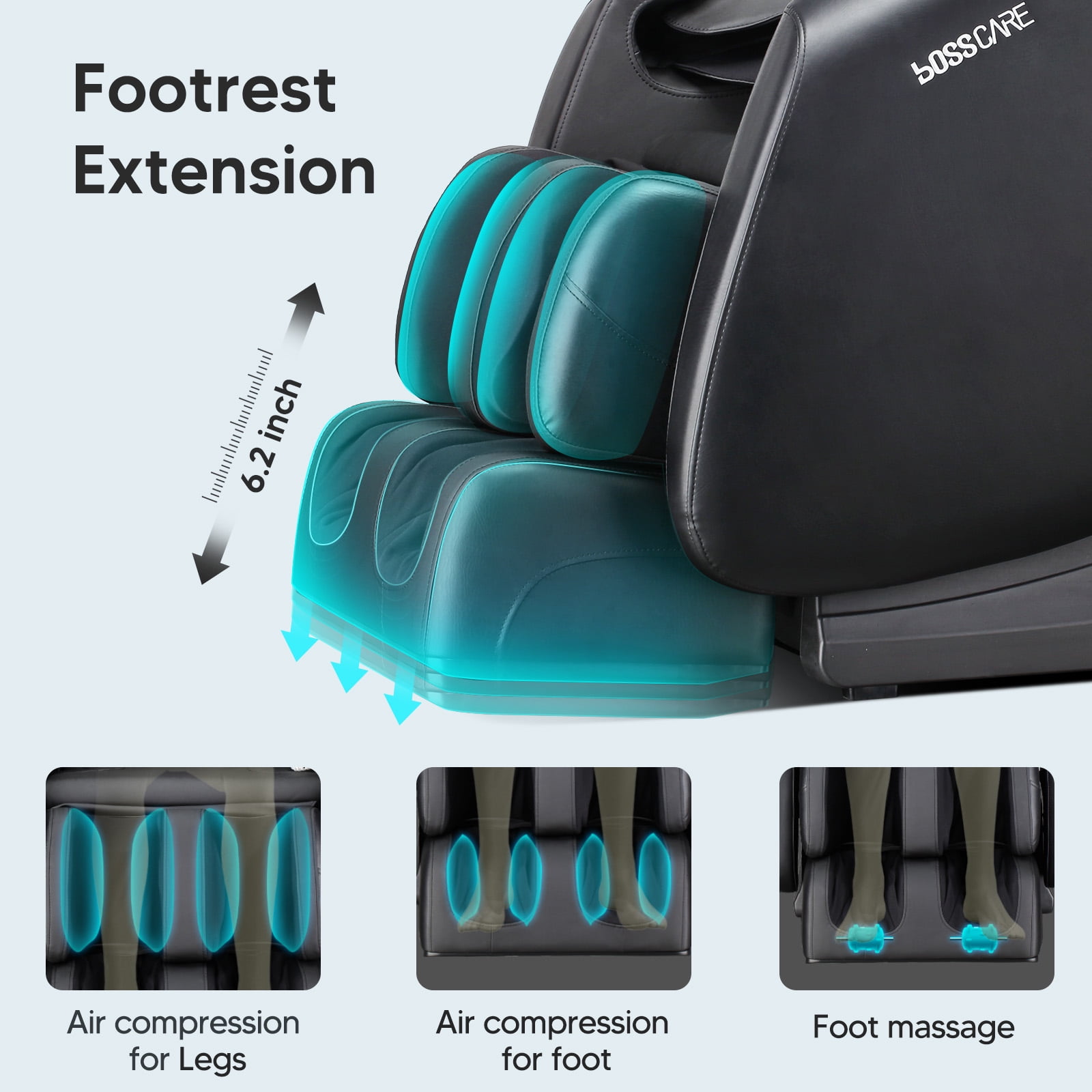 BOSSCARE Massage Chair Zero Gravity Full Body with Airbag Massage Black