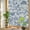 Blue, variant on Retro Pastoral Window Privacy Film, Dark Blue Flowers Linen Background Farmhouse Stained Glass Rainbow Film Decorative Window Clings, Static Cling Sun Blocking Stickers 17.7" x 39.3"