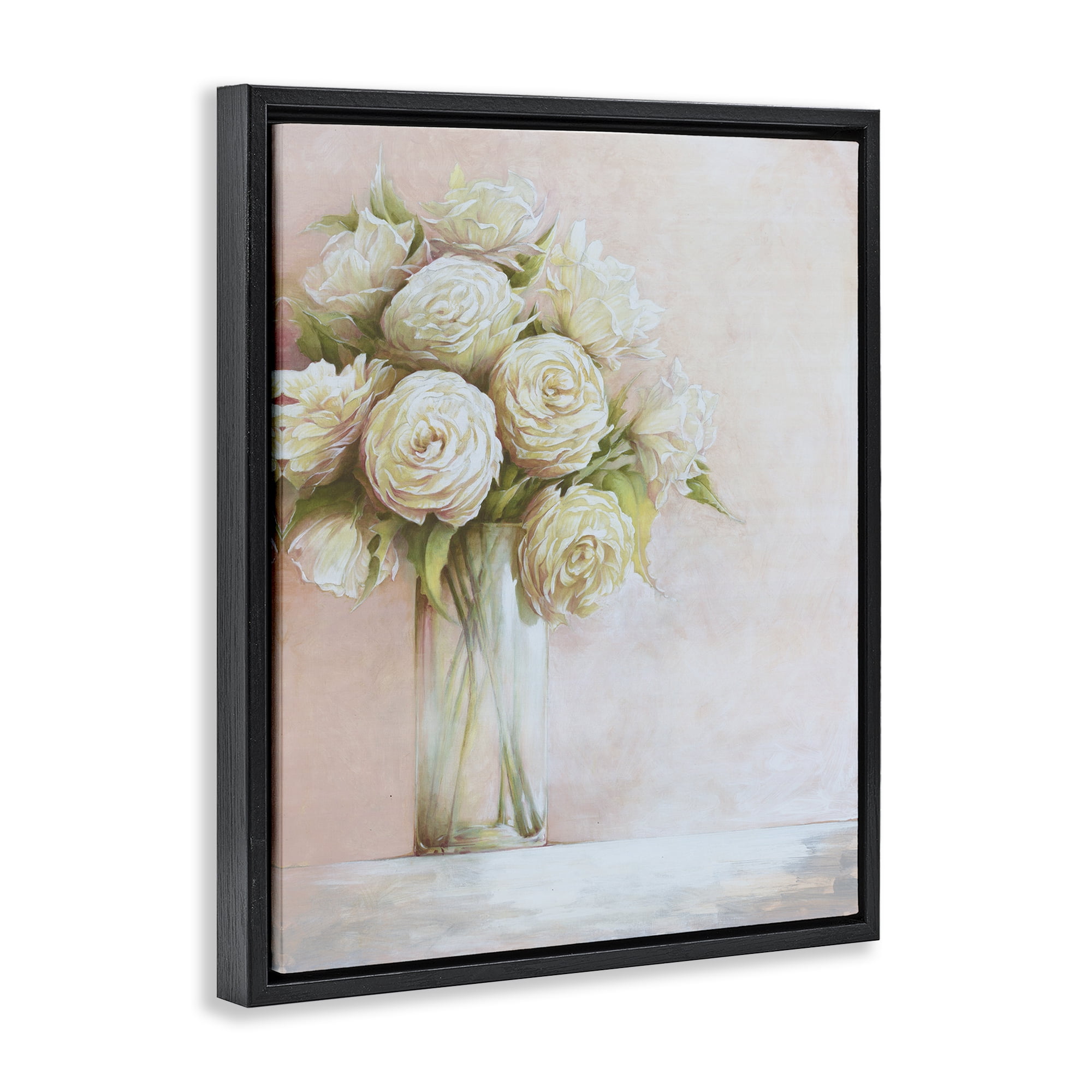 Stupell Industries Romantic Roses Bouquet Botanical & Floral Painting Black Floater Framed Art Print Wall Art, 25 x 31
