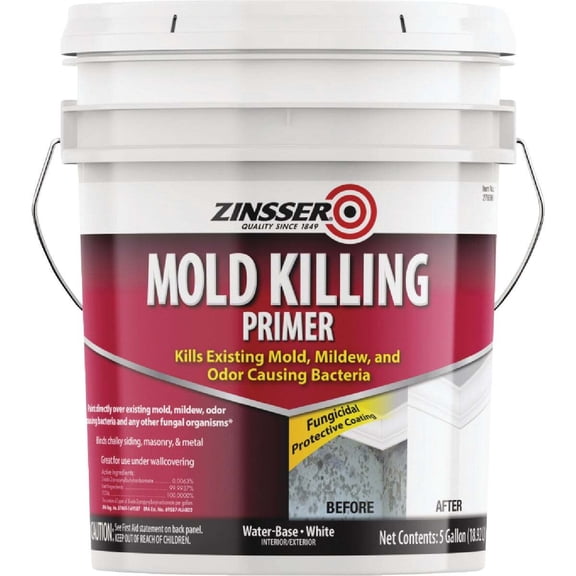 Zinsser Mold Killing Interior/Exterior Primer, White, 5 Gal. 276088