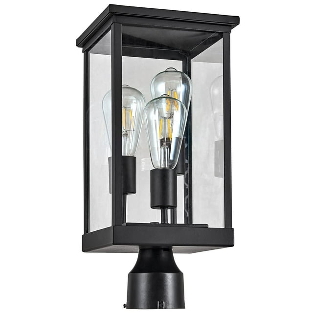 Design House Mayfield Luces para exteriores con vidrio transparente, modernas luces para postes para exteriores, luces para patio, entrada, jardín y porches, lámpara decorativa para exteriores en negr