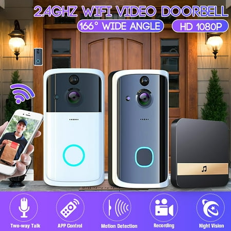 1080P HD Wireless Wifi Smart Doorbell Camera Two-way Intercom Motion Detection Home Security Night Vision Doorphone with Indoor (Best Doorbell Security Camera System)
