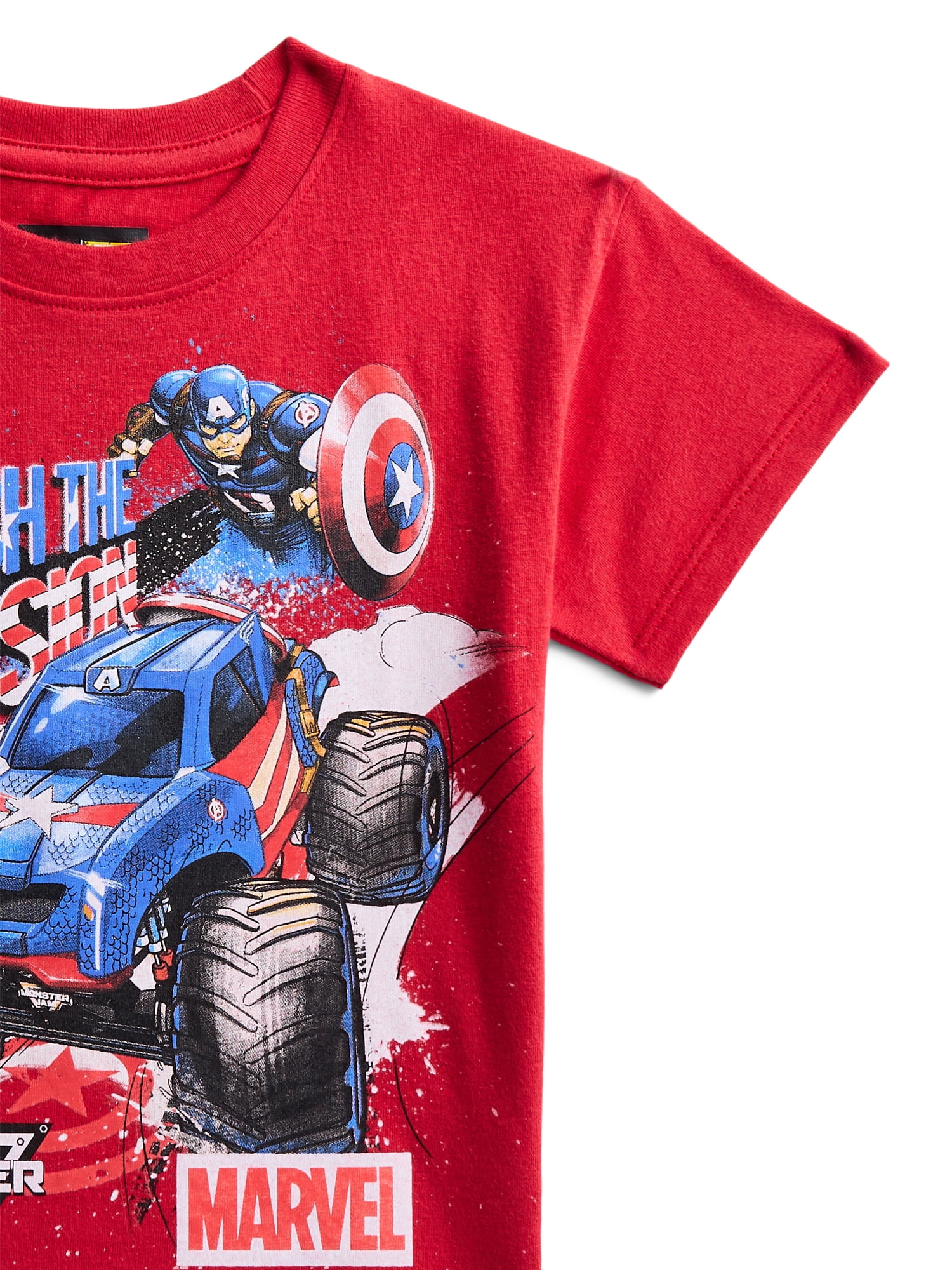 Monster Jam Toddler Short Sleeve Graphic Patriotic Americana Americana Crewneck T-Shirt, Sizes 12 Months-5T