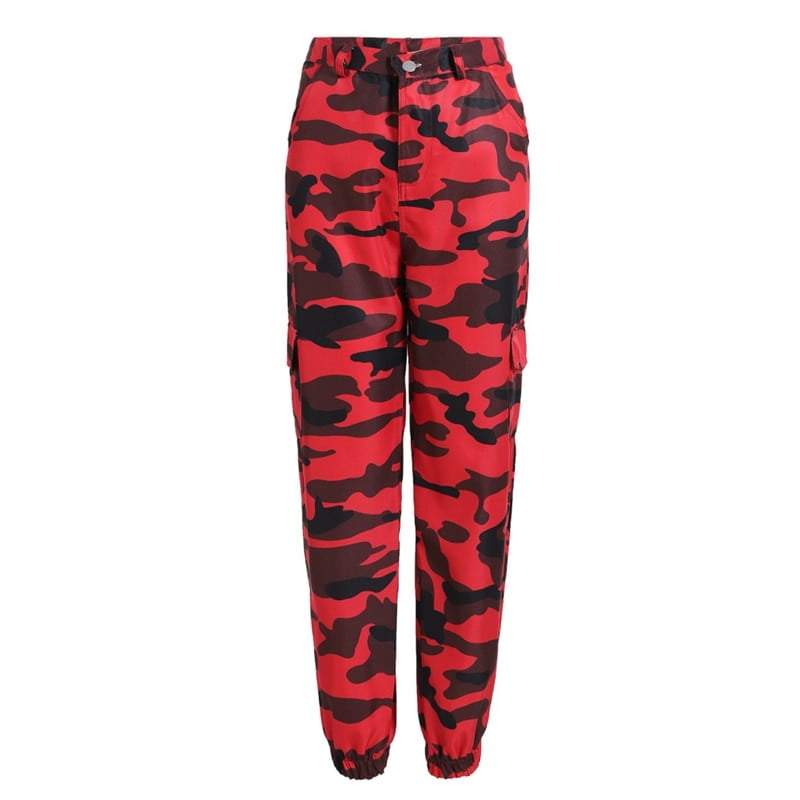red camo cargo pants womens