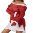thumbnail image 3 of PENGXIANG Robe de Noël pour Femmes Manches Longues en Peluche Col en V Robe Midi Décontractée de Fête, 3 of 6