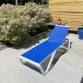 thumbnail image 1 of Domi Outdoor Living Aluminum Chaise Lounge Chair with Adjustable Backrest, All-Weather Textilene, and Side Table for Pool, Deck, Lawn, Backyard (1 Blue Chair), 1 of 10
