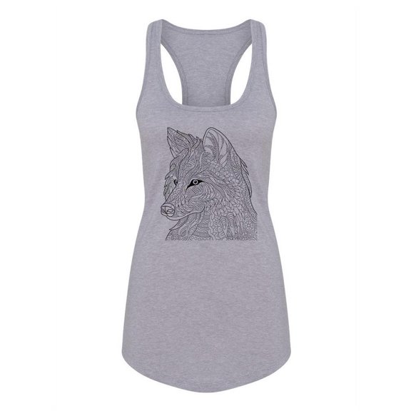 Wolf In Patterns Racerback Tank Women -Image by Shutterstock, Female Large