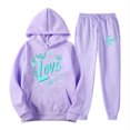thumbnail image 2 of Feancey Hooded Sweat Suits for Womens 2 Piece Tracksuit Outfits Valentines Day Love Printed Hoodies and Jogger Pants Lounge Sets Purple XXL, 2 of 7