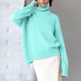 thumbnail image 2 of Fall Sweaters for Women, Women Long High Neck Solid Color Ribbed Knit Lightweight Pullover Sweater, Women Sweaters(Mint Green,S), 2 of 6