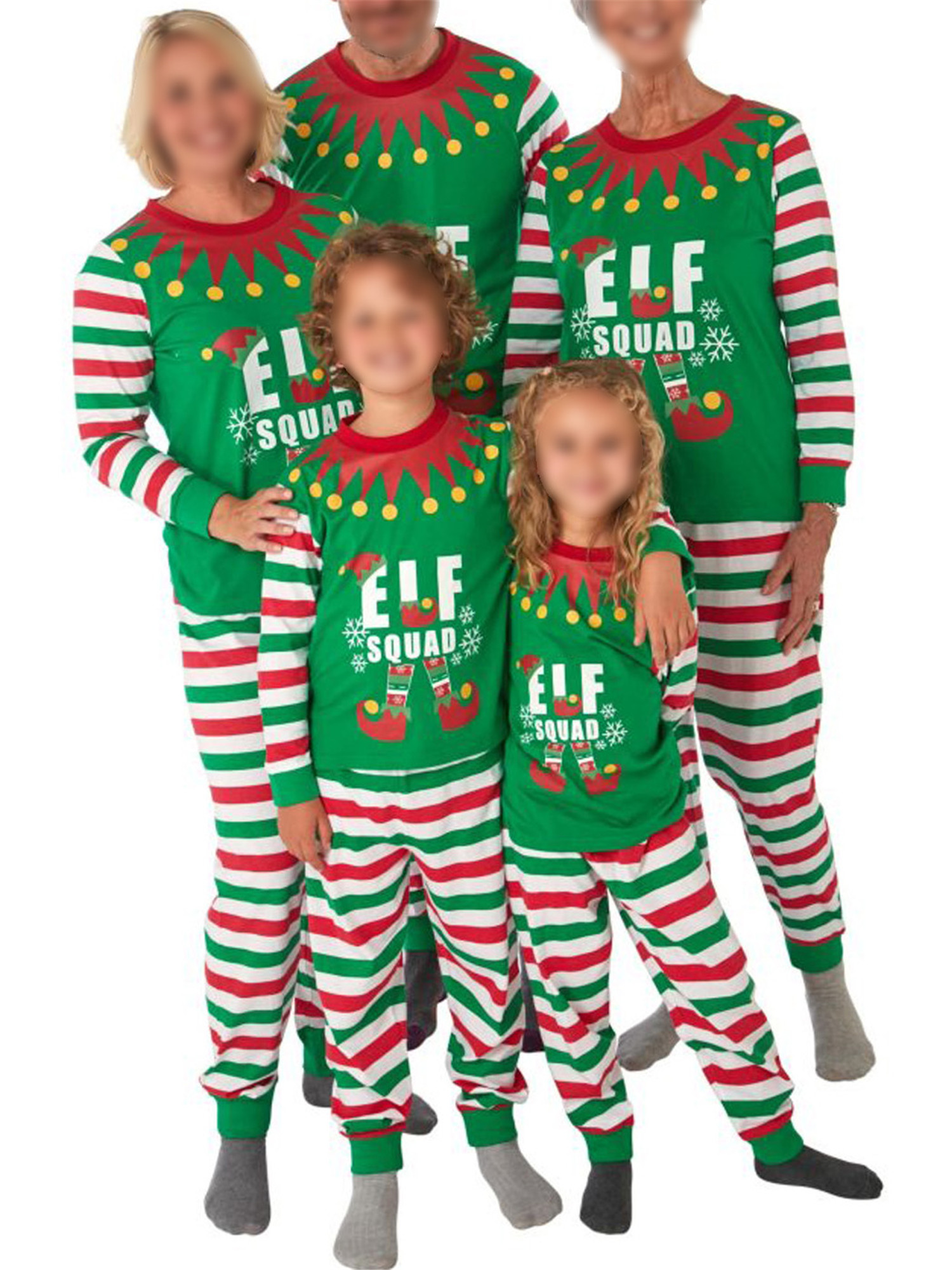 Aunavey Matching Family Christmas Pajamas Sets Holiday PJ's with ELF Printing Loungewear Sleepwear - image 4 of 6