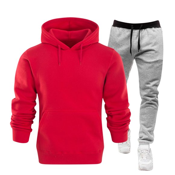 hoksml Men's Sweatsuit, Active Tracksuits Outfits, 2 Piece Set Hoodies And Sweatpants Sets Solid Color Long Sleeved Hooded Sweatshirt Active Pants Set Casual Jogging Gym Sweat Suits