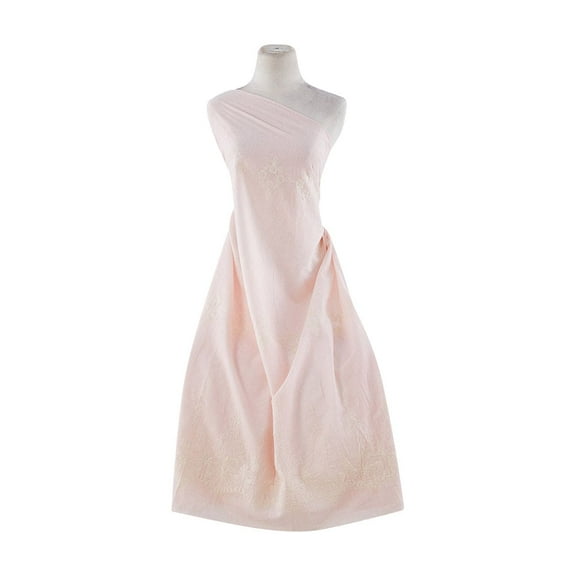 Zelouf Marlena Double Border Embroidery On Chambray , Sewing, DIY, Crafts Fabric by the Yard, 313 Blush/ivory, 3 Yard