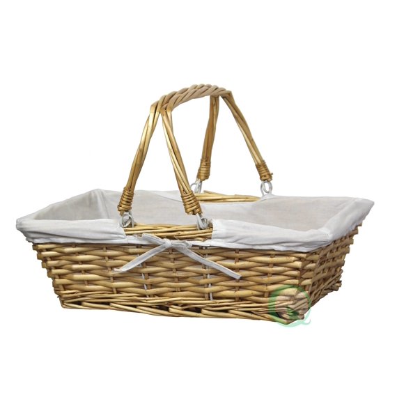 Cesta Rectangular De Sauce Vintiquewise(Tm) Con Forro De Tela Blanca