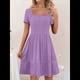 thumbnail image 3 of Vestido Babydoll Informal de Verano para Mujer, de Corta y Cuello Cuadrado, Estilo , Corte en A, , 2025 Púrpura XL, 3 of 5