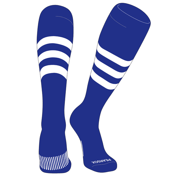 PEAR SOX Striped OTC Baseball, Softball, Football Socks (A) Royal, White (XS)