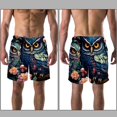 thumbnail image 3 of luoweisi Men's Beach Shorts Quick Dry Swim Trunks with Mesh Lining Cartoon Owl XL, 3 of 5