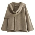 thumbnail image 3 of DuoJiaJ A Short Knitted Coat With A Solid Color Asymmetrical Scarf For Women Fall Plus Size Tops Brown L, 3 of 3
