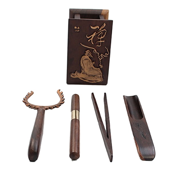 5 Unidades / de Del Té Utensilios de Combinación de Accesorios Set Ebony Wood Tamaño Mediano Macarena Juego de té chino Gongfu