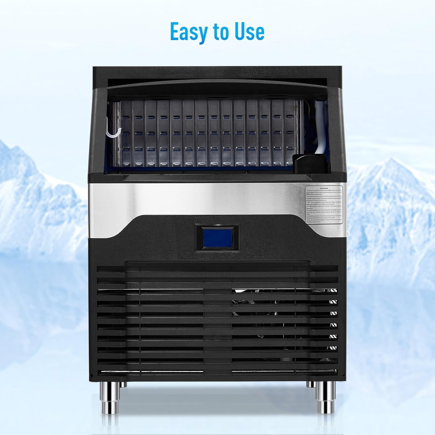IdealHouse Commercial Ice Maker Machine 160LBS/24H, Freestanding Stainless Steel Ice Maker with 100 Lbs Capacity, Industrial Ice Machine, Ice Ready in 5-15 min, Under Counter Ice Maker