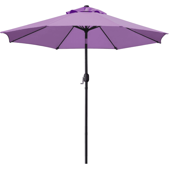LiteHaven 9ft Purple Patio Umbrella, Outdoor Table Market Umbrella with 8 Sturdy Ribs for Garden, Backyard, Poolside