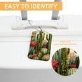 thumbnail image 3 of Square PU Leather Luggage Tags - 2 Pack with Privacy Cover and Stainless Steel Ring - Suitable for Travel, Backpack, Handbag - Suitcase Tags, Travel Tag Cactus, 3 of 7