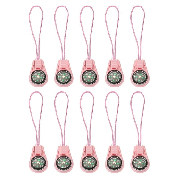 Uxcell Survival Compass, 25 Pack Pocket Camping Compass with String for Outdoor Hiking, Pink