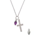 thumbnail image 2 of Delight Jewelry Silvertone Christmas Lights - Purple Resin I Set You Apart Engraved Cross Zoey Necklace, 28", 2 of 4