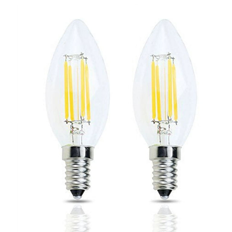 E14 Base LED Filament Candle Shape Light Bulb,E14 European Base Bulb,Warm  White 2700K 400LM 40W Equivalent,C35 Clear Glass Torpedo Shape Bullet